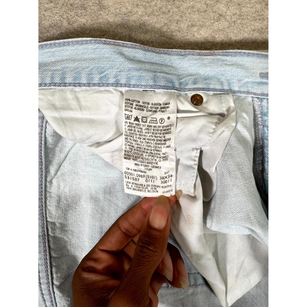 Vintage Levis 501 Original Jeans Men 38x34 Blue Denim Cotton Button Fly Straight - Picture 3 of 16